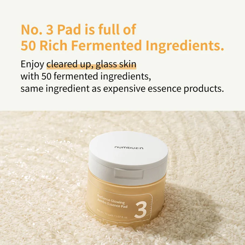 Numbuzin No.3 Radiance Glowing Jumbo Essence Pad (70pcs)
