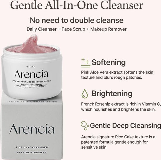 Arencia – Fresh Rosehip Rice Mochi Cleanser – 120 g