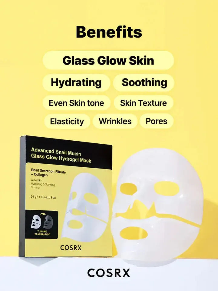 COSRX – Advanced Snail Mucin Glass Glow Hydrogel Mask 3-Pack