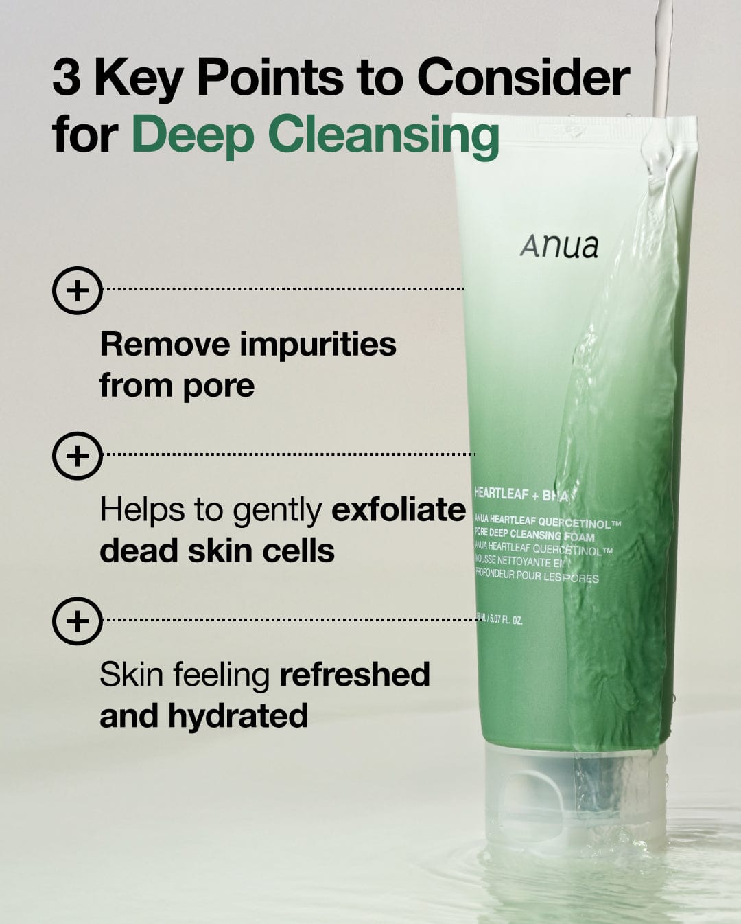 Anua - Heartleaf Quercetinol Poriën Diep Reinigend Schuim