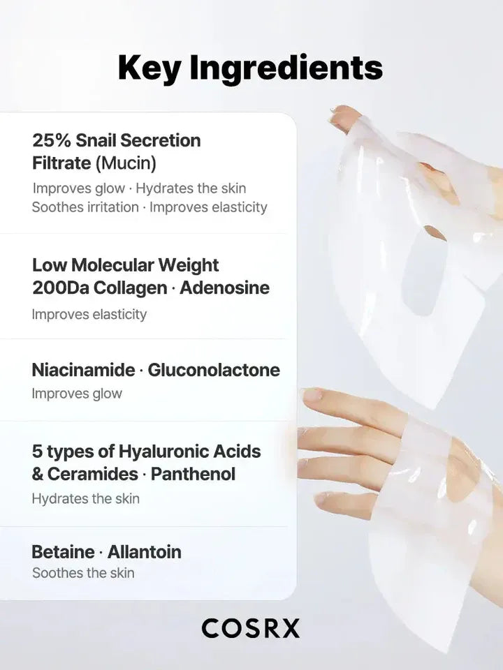 COSRX – Advanced Snail Mucin Glass Glow Hydrogel Mask 3-Pack